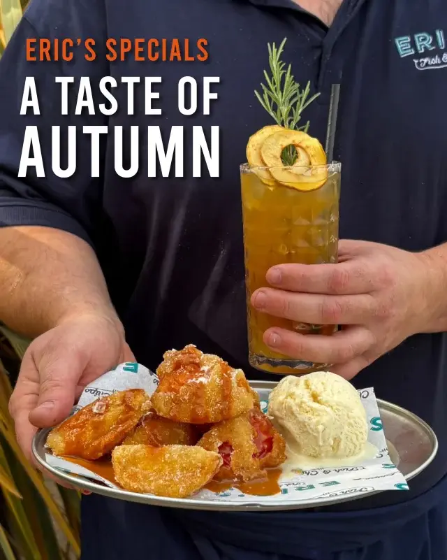 WARNING: Eric’s Autumn Specials side effects may include wanting seconds 👀

Our autumn specials have landed and we’ve gone all in on the good stuff…

🐟 Crispy whitebait & homemade tartare
🍎 Caramel @droveorchards apple fritters with vanilla ice cream
🍹 Chai-spiced Pimm’s & @droveorchards apple

Available at Eric’s Fish & Chips from 1st October. Autumn never tasted so good! 

#ericsfishandchips #notyouraveragechippy #droveorchards #norfolkfood #northnorfolk